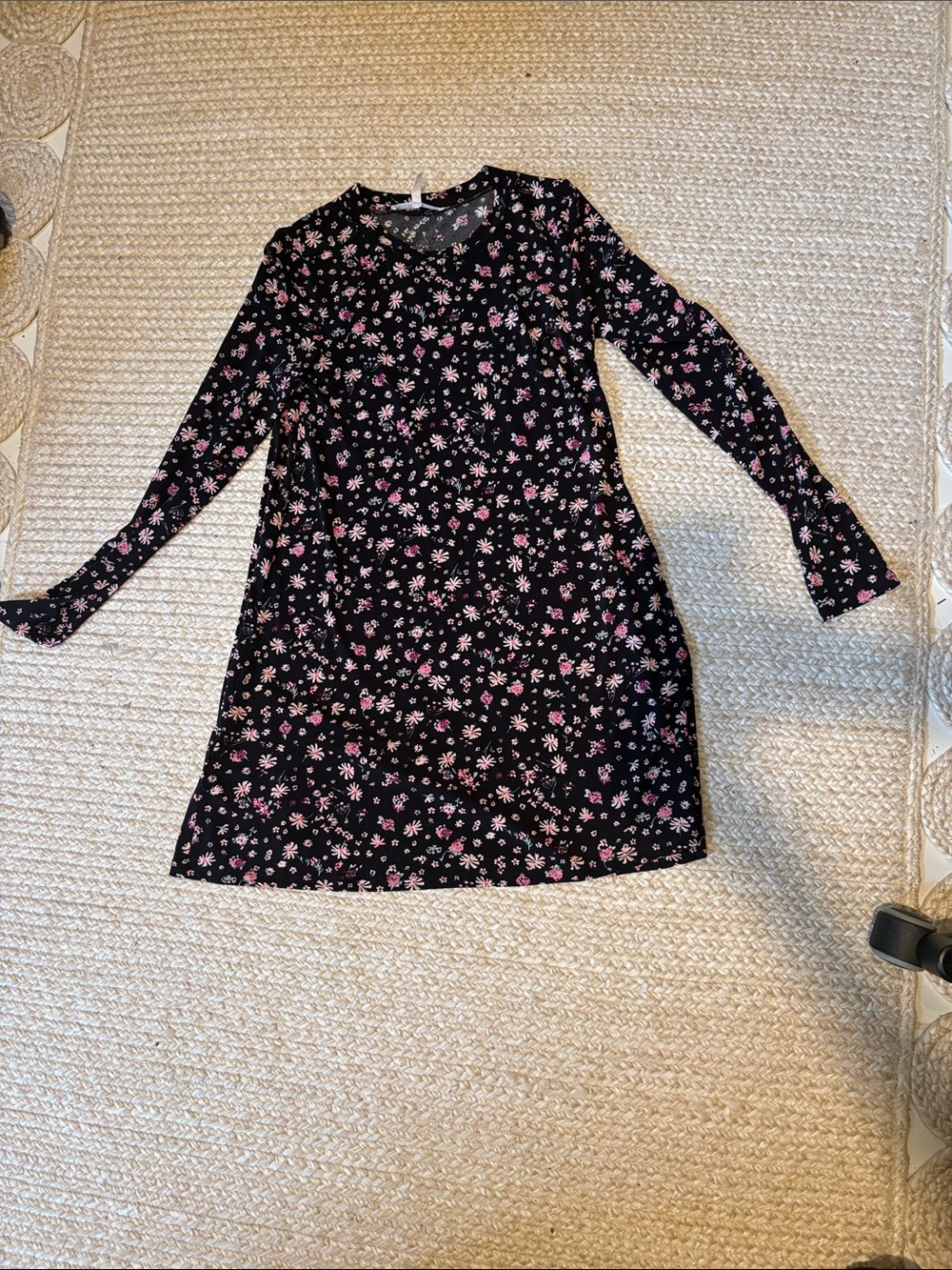 BCBGeneration Black Dress with Pink Floral Print - Girls